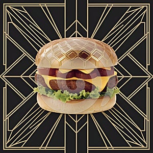Art Deco style of a burger