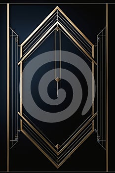 an art deco style door with a gold frame on a black background