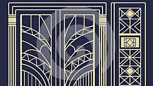 Art deco style doors, geometric pattern and architectural design, elegant entrance vector design Generative AI photo