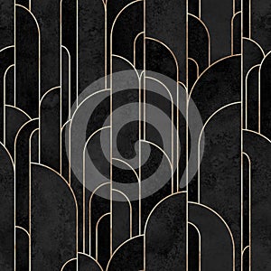 Art deco style geometric forms seamless pattern background