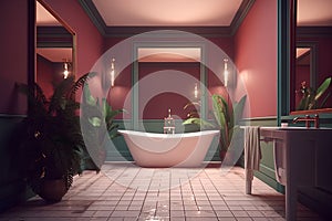 Art-deco style interior of bathroom in luxury house