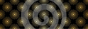 Art deco sun vector banner elegant sunburst seamless repeating pattern