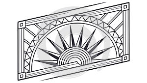 Art Deco Sunburst Panel: Geometric Architectural Element, vector design Generative AI