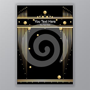 Art Deco template golden-black, A4 page,