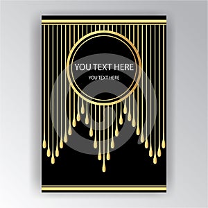 Art Deco template golden-black, A4 page, menu, card