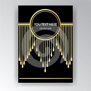 Art Deco template golden-black, A4 page, menu, card