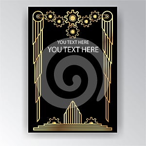 Art Deco template golden-black, A4 page, menu, card