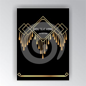 Art Deco template golden-black, A4 page, menu, card