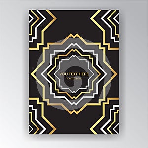 Art Deco template golden-black, A4 page, menu, card, invitation