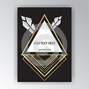 Art Deco template golden-black, A4 page, menu, card, invitation