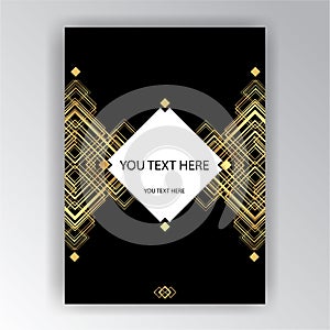 Art Deco template golden-black, A4 page, menu, card, invitation