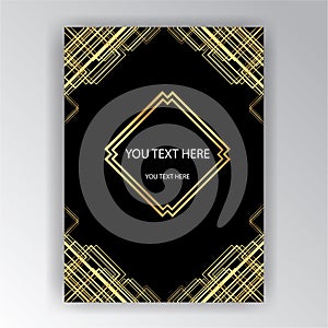 Art Deco template golden-black, A4 page, menu, card, invitation