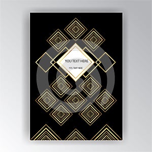 Art Deco template golden-black, A4 page, menu, card, invitation