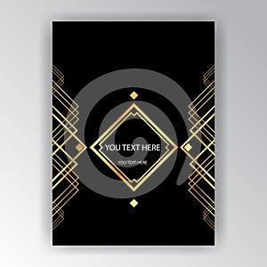 Art Deco template golden-black, A4 page, menu, card, invitation