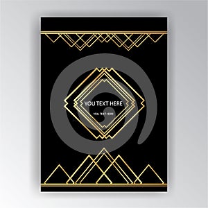 Art Deco template golden-black, A4 page, menu, card, invitation