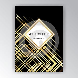 Art Deco template golden-black, A4 page, menu, card, invitation