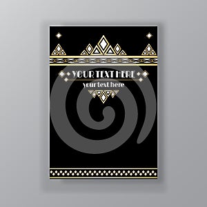 Art Deco template golden-black, A4 page, menu, card, invitation