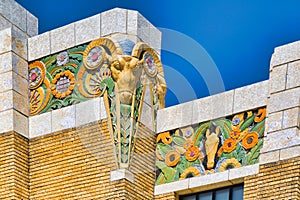 Art Deco Terra Cotta Decoration on the Historic Expo Square Pavilion in Tulsa, Oklahoma