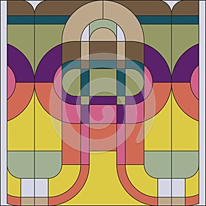 Art deco vector colored geometric pattern. Art deco stained glass pattern.