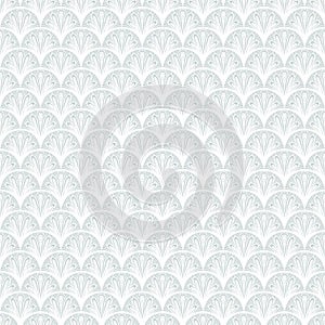 Art deco vector geometric pattern in silver white.