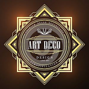 Art deco vintage badge logo retro design vector