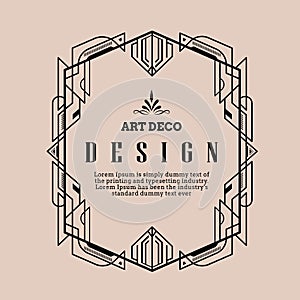 Art deco vintage border retro design template vector  illustration