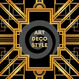 Art Deco vintage decorative frame. Retro card design template