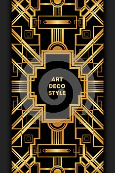 Art Deco vintage decorative frame. Retro card design template