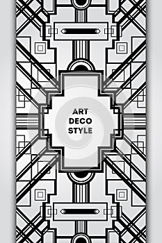 Art Deco vintage decorative frame. Retro card design vector temp