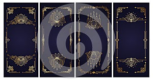 Roaring 20s - Design templates. Art Deco vintage gold frames. Retro linear elements for invitation, cards, banners photo