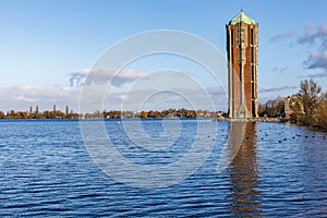 Art deco water tower at the Westeinder Plassen lake in Aalsmeer - Noord-Holland - The Netherlands