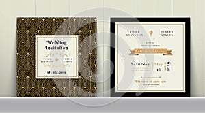 Umění svatební oznámení karta v zlato a černý barva 