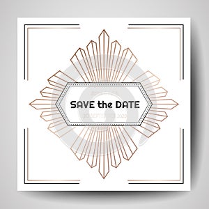 Art deco Wedding Invitation, Save the Date card
