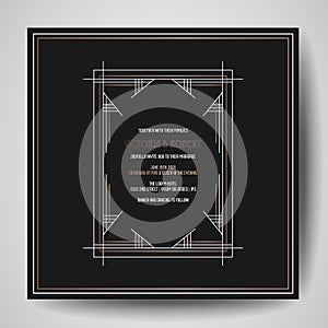 Art deco Wedding Invitation, Save the Date card