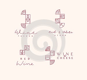 Art deco wine labels with lettering