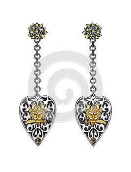 Jewelry Design Fantasy Dragon Earrings.