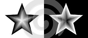 Art design star as logo or icon. A black figure on a white background and an equally white figure on the black side