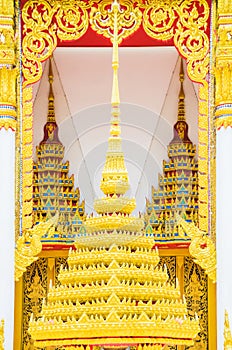 The art design of temple Golden roof, Bangkok, Thailand. Beautif