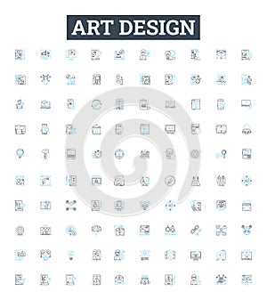 Art design vector line icons set. Graphic, Craft, Drawing, Sculpting, Painting, Textile, Printmaking illustration