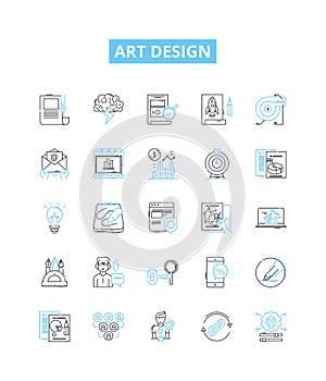 Art design vector line icons set. Graphic, Craft, Drawing, Sculpting, Painting, Textile, Printmaking illustration