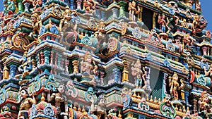 Art details of colorful Hindu temple