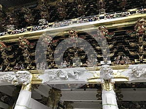 Art details of Yomeimon Main Gate of the Imperial Court in Japan.