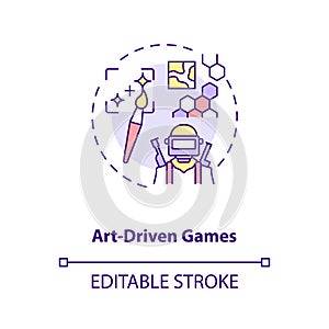 Art driven games concept icon