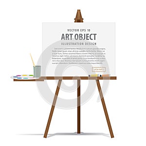 Art easel and canvas with Equipment for painting for advertising