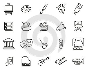 Art & Art Equipment Icons Thin Line Set Big