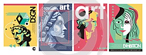 Art exhibition set of creative brochure covers