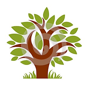 Art fairy illustration of tree, stylized eco symbol. Insight
