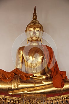 Art And Faith. Small Golden Buddha Thai Traditional Style