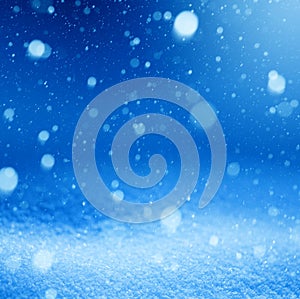 Art falling snow blue background