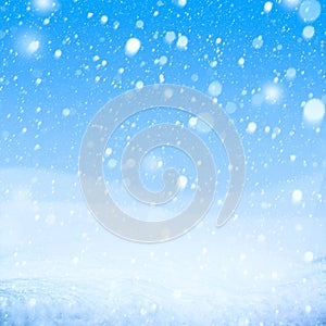 Art falling snow blue background